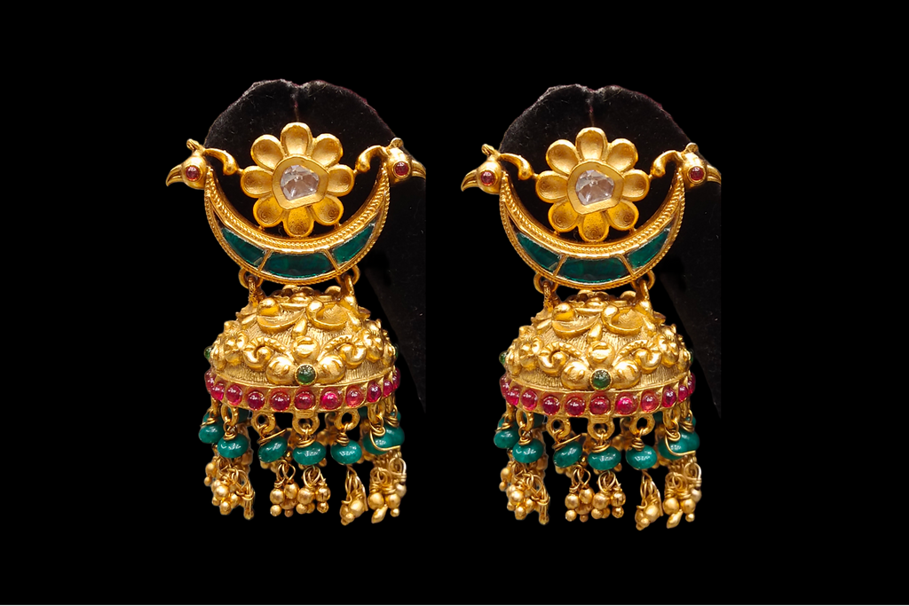 Antique Peacock Pendant Set With Emralds Beads Necklace By Asp Fashion Jewellery