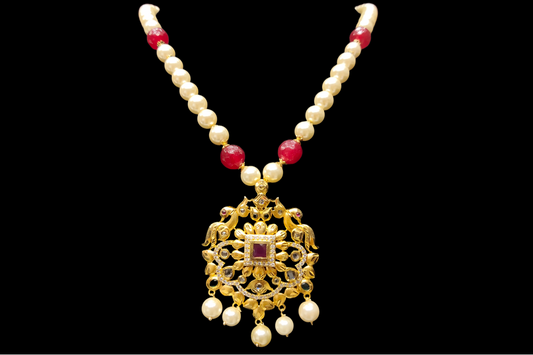 Pearls Necklace With Uncut American Diamond Pendant Set By Asp Fashion Jewellery 