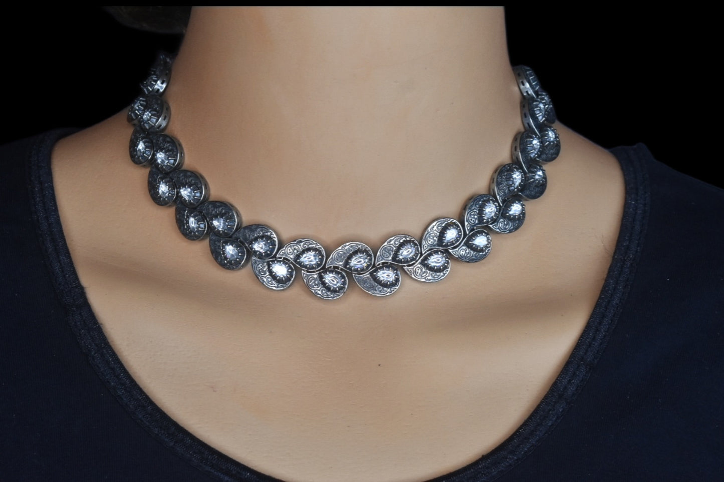 Oxidised Silver Leaf Necklace Set By Asp Fashion Jewellery