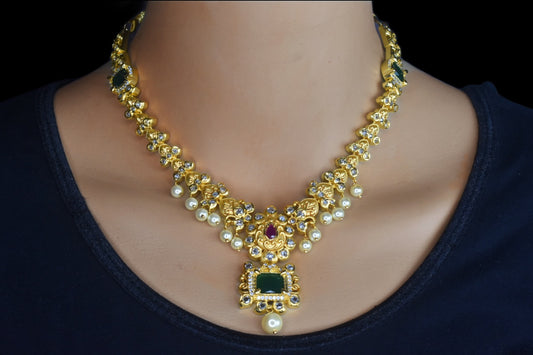 Uncut American Diamonds Necklace Set By Asp Fashion Jewellery