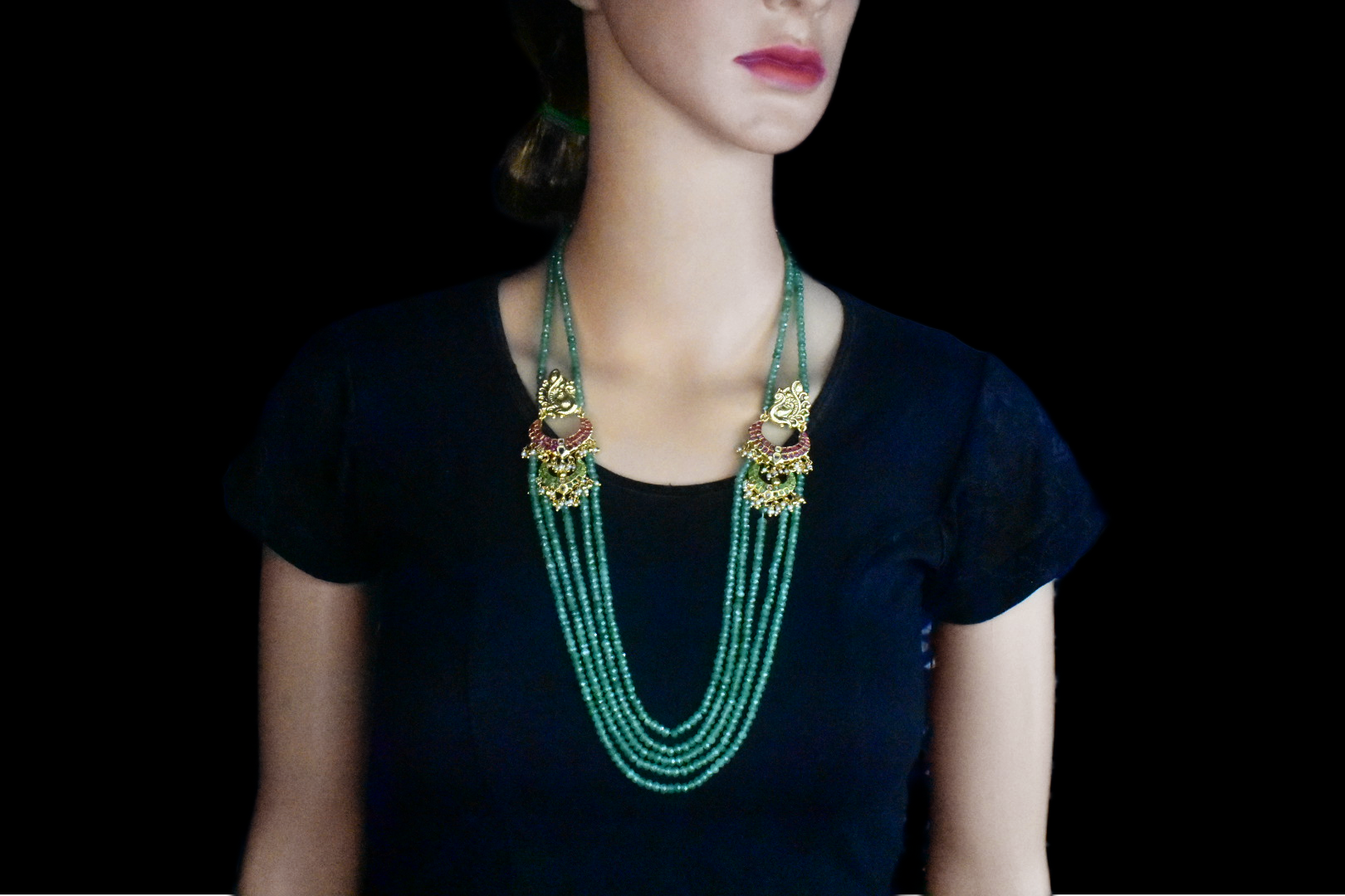 Gold Finish Multi Colored Beaded Long Necklace Set Design by VASTRAA  Jewellery at Pernia's Pop Up Shop 2024