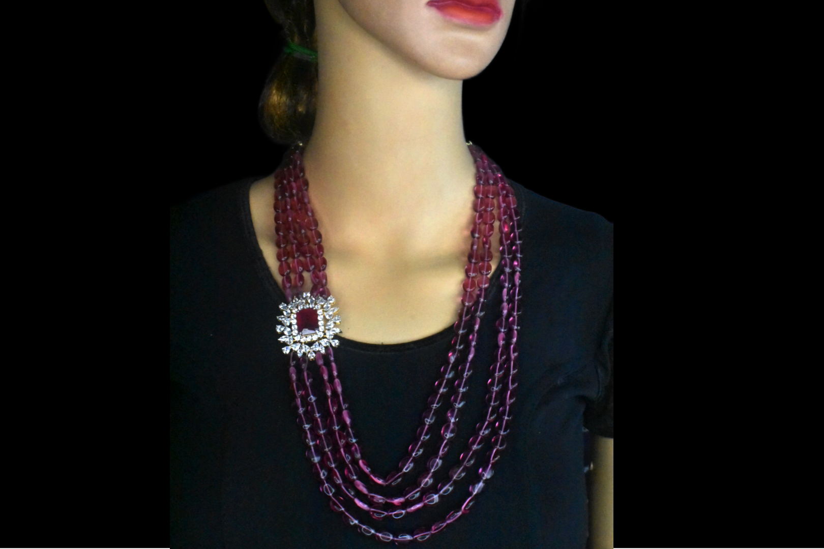 American diamond deals ruby necklace