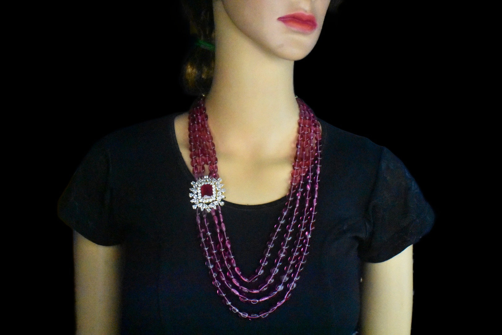 Ruby bead clearance necklace with pendant