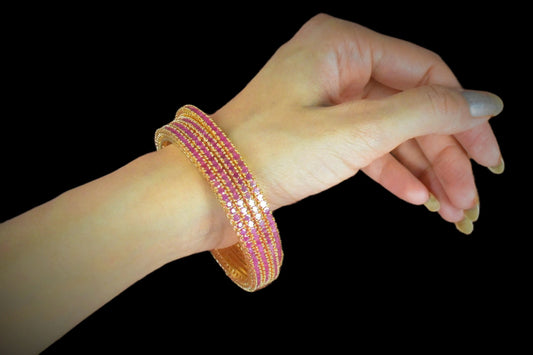 Red Ruby Round Traditional Bangle Set By Asp Fashion Jewellery