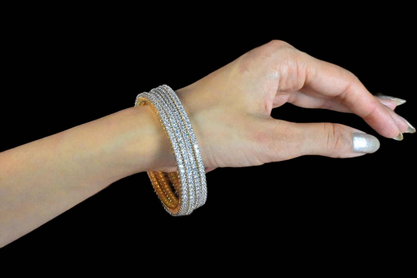 American Diamonds Studded Gold Plated Traditional Bangles By Asp Fashion Jewellery