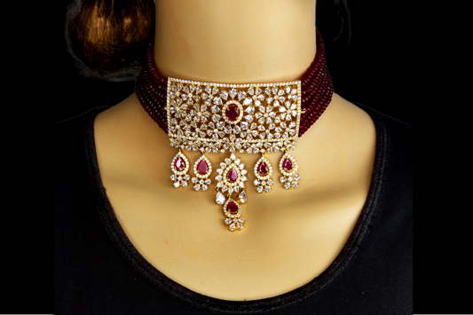 Ruby Beads Choker Set With  Pendant By Asp Fashion Jewellery