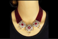 Emerald Beads Diamond Necklace – Premium Temple Jewelry