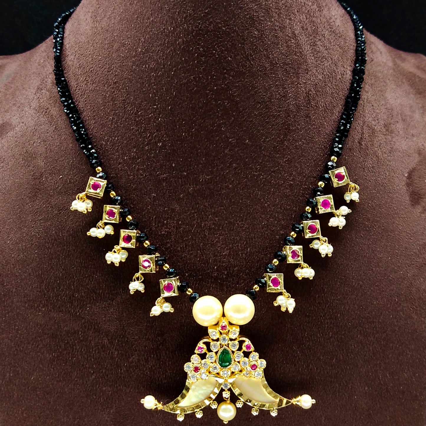 Nallapusalu Chain With Puligoru Pendant By Asp Fashion Jewellery