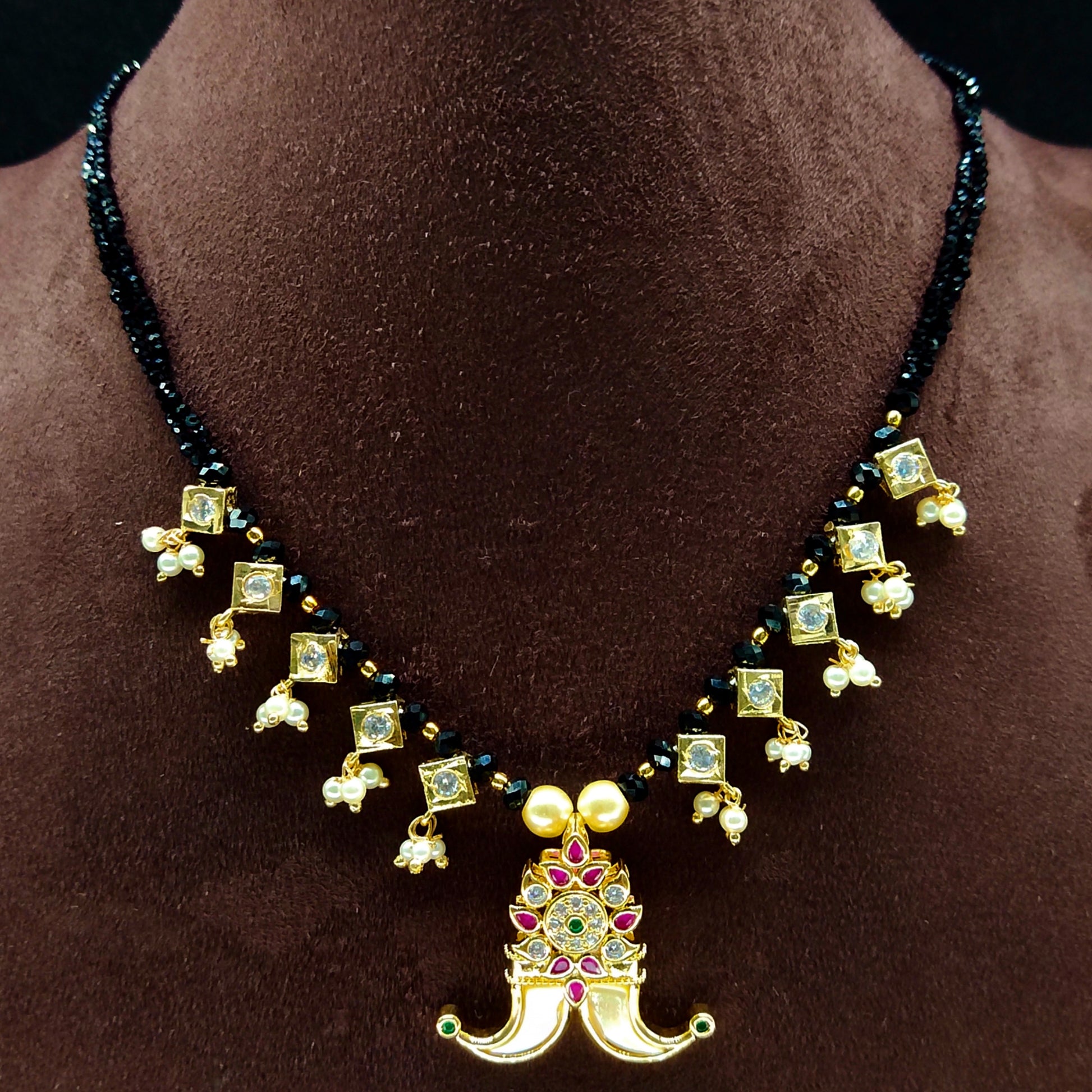 Nallapusalu Chain With Puligoru Pendant By Asp Fashion Jewellery