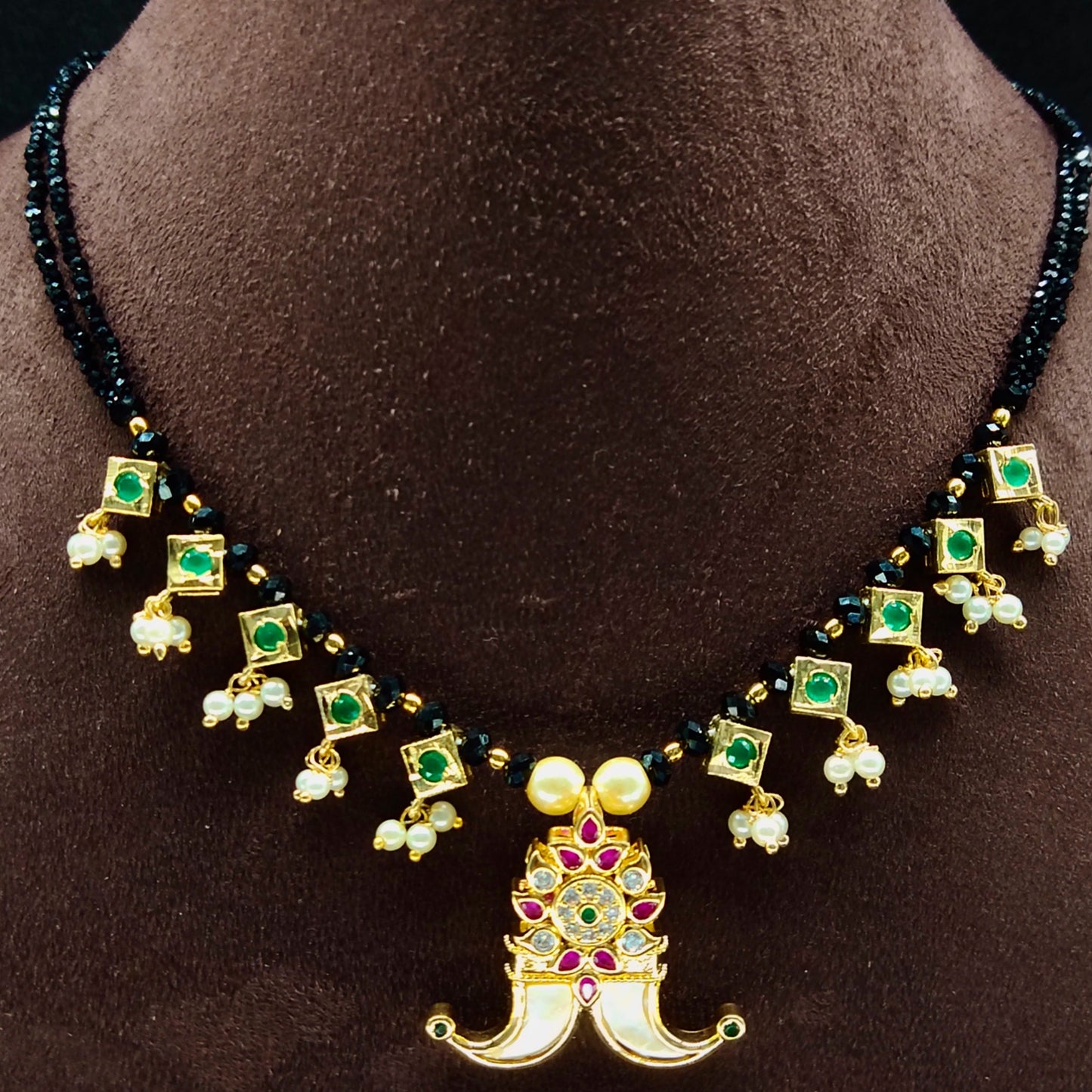 Nallapusalu Chain With Puligoru Pendant By Asp Fashion Jewellery