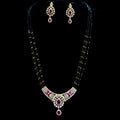 Black Beads Necklace With American diamond pendant
set