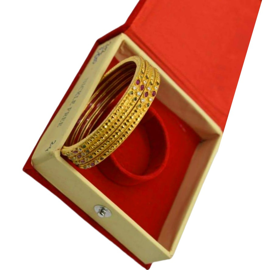 Daily Wear Gold Plated Bangles Set of 2 - 24K Gold | Asp Fashion