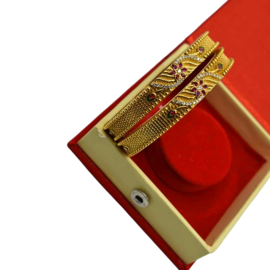 Classic Daily Wear Gold Bangles - 24K Plated Set of 2 | Asp Fashion