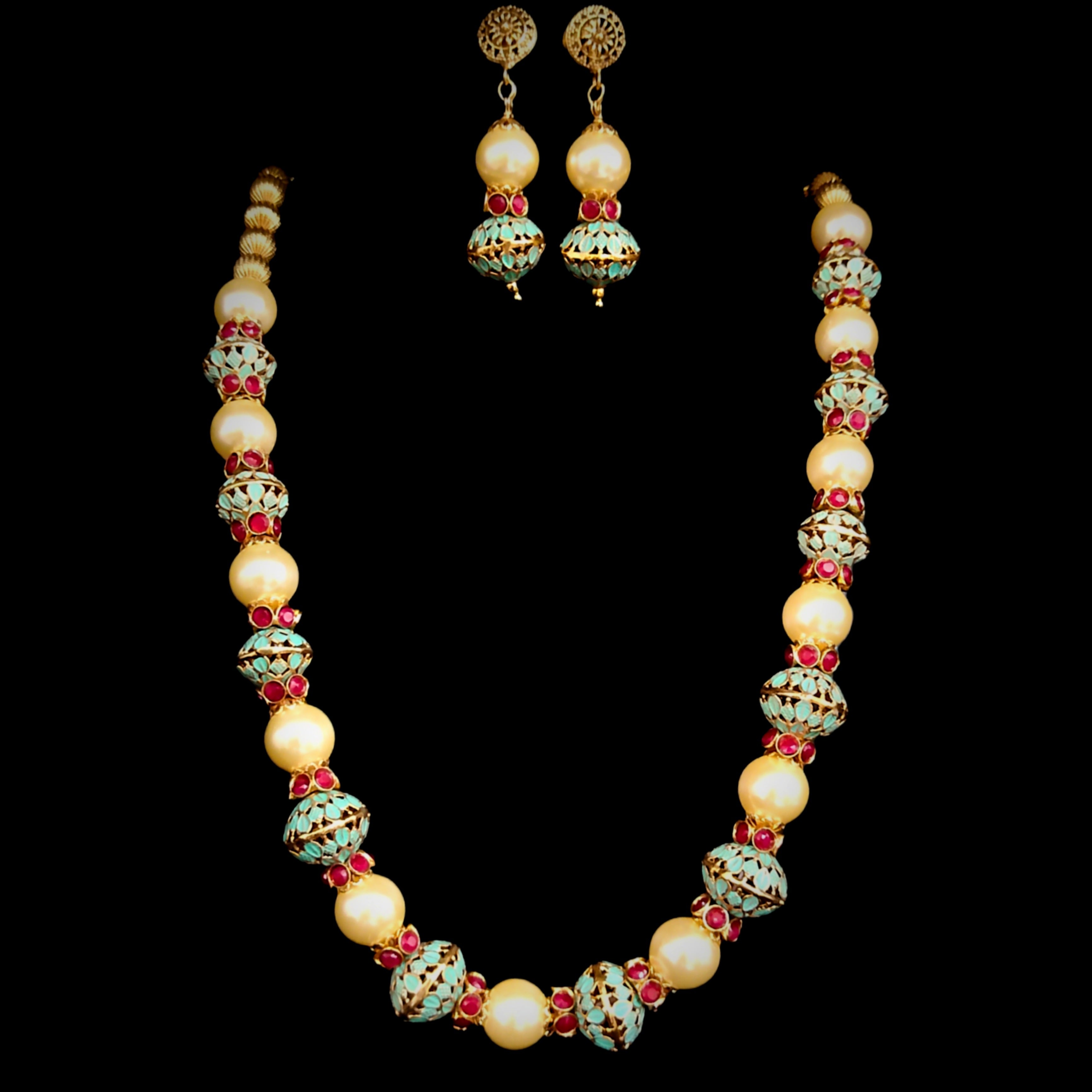 Matar Mala Gold Beaded Necklace - Single Layer Traditional Design