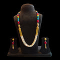 Pearls With Ruby EmraldsTumbles And Gold Plated Chains Necklace By Asp Fashion Jewellery