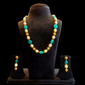 Pearl Emerald Gold Balls Necklace - Traditional Gold Taar Mala