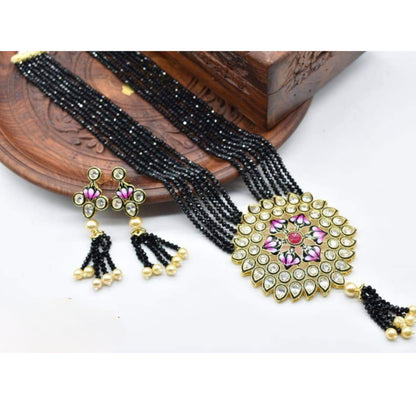 Meenakari Kundan Handmade Crystal Beads Necklace Set By Asp Fashion Jewellery