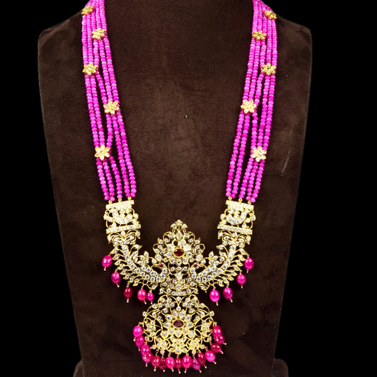 Pink Beads Rani Haram with CZ Stones Pendant
By Asp Fashion Jewellery