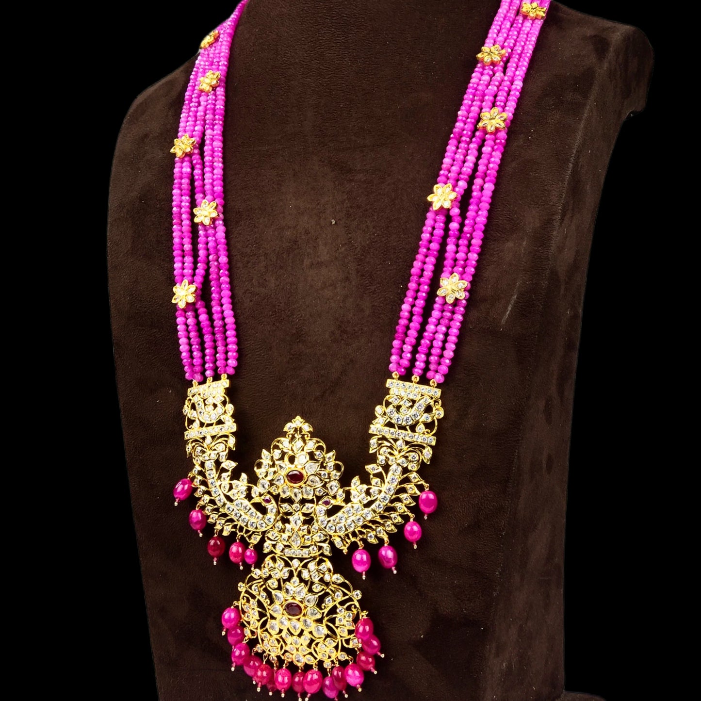 Pink Beads Rani Haram with CZ Stones Pendant
By Asp Fashion Jewellery