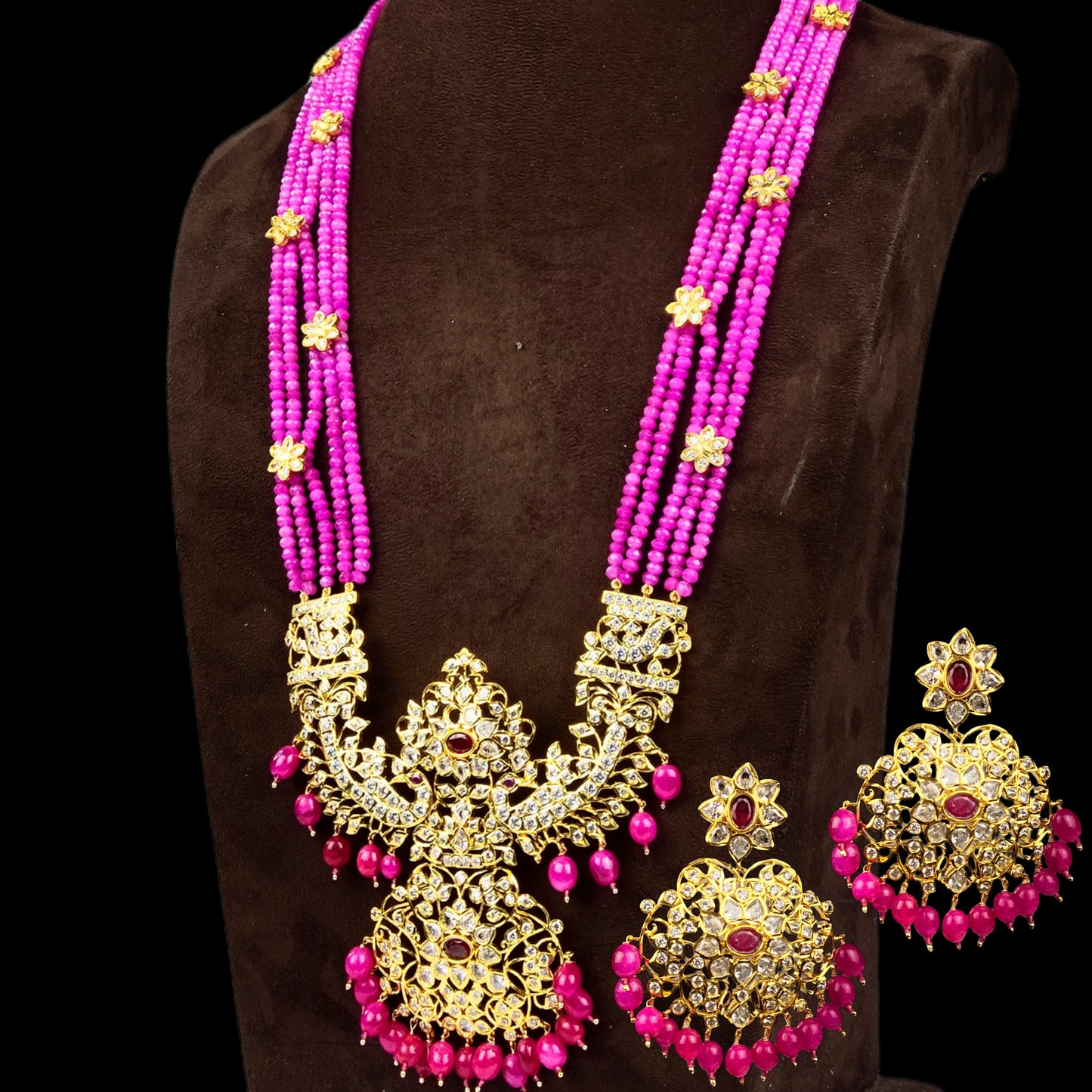 Pink Beads Rani Haram with CZ Stones Pendant
By Asp Fashion Jewellery
