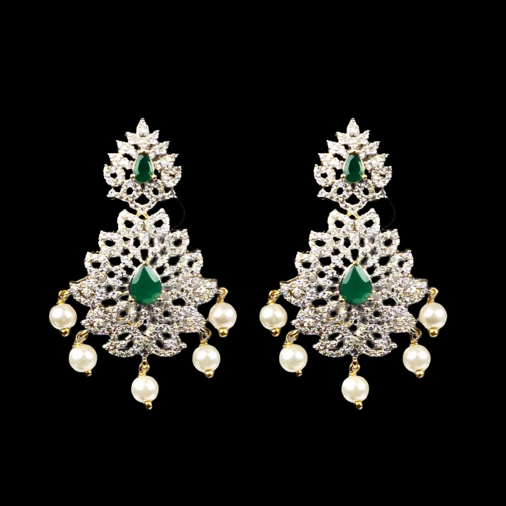 Ladies Long American Diamond Necklace Set - Elegant Wedding Bridal Jewelry