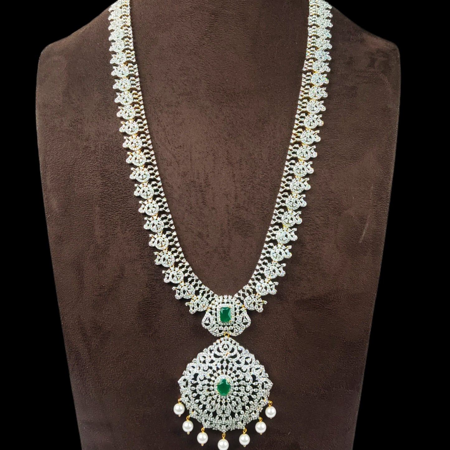 Ladies Long American Diamond Necklace Set By Asp Fashion Jewellery