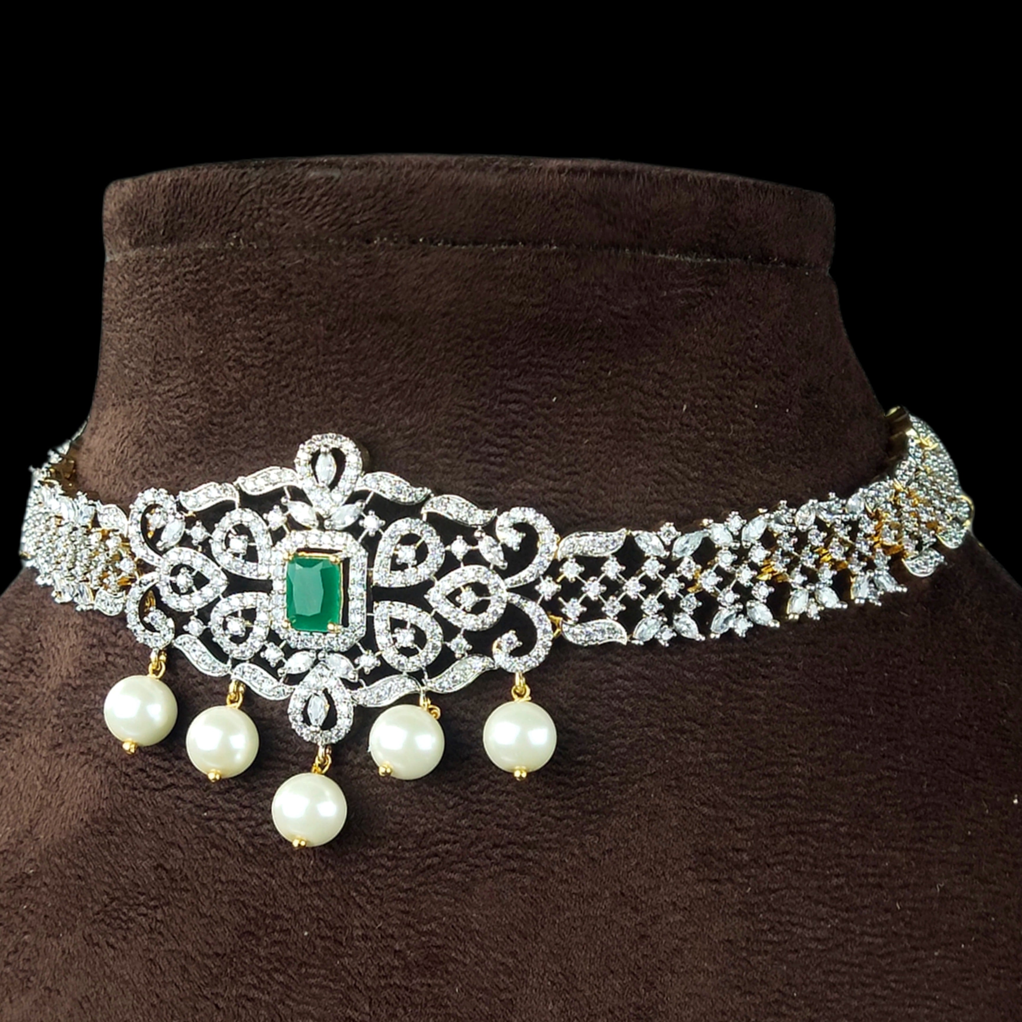 American Diamond Choker Necklace Set By Asp Fashion Jewellery