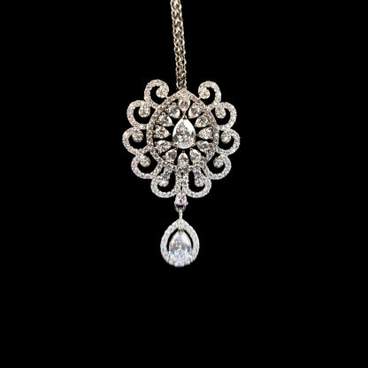Three layer victorian American Diamond necklace