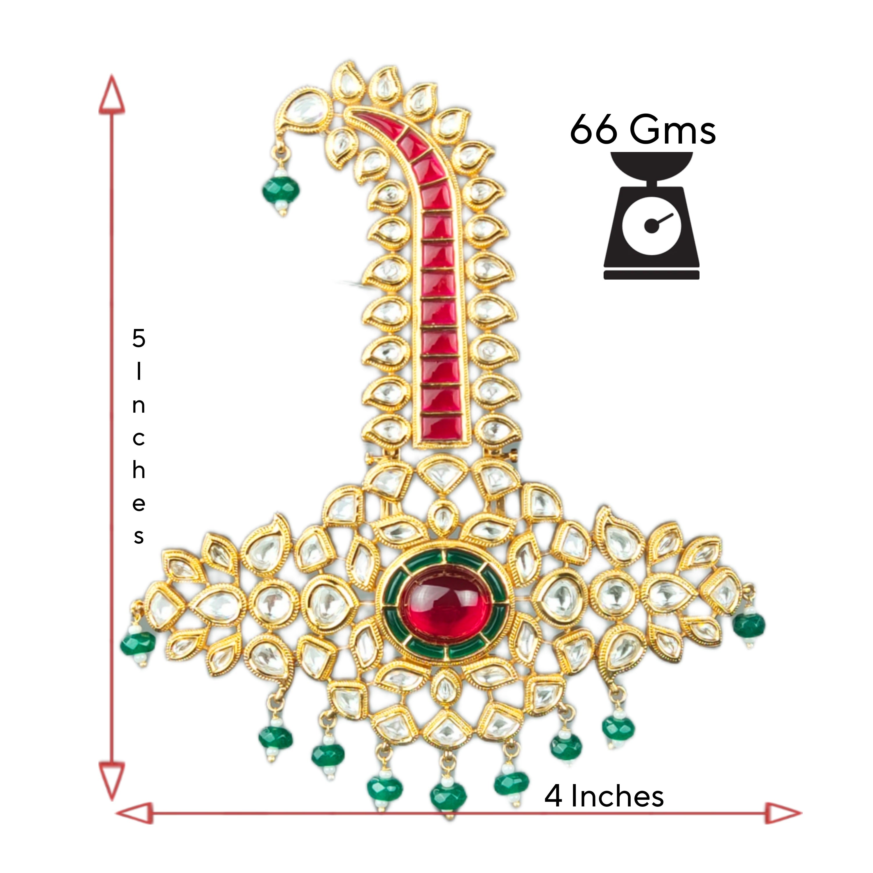 Asp Kundan Dulha Kalangi - 24K Gold Plated Ruby Stone Wedding Turban Accessory