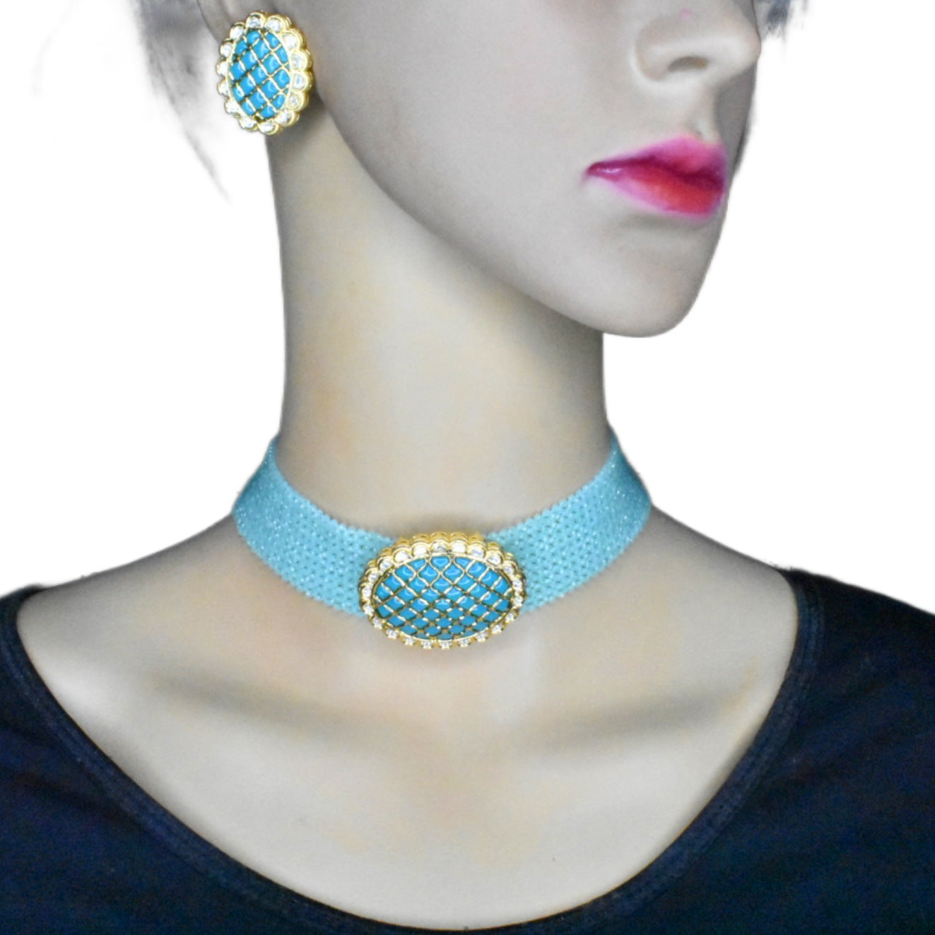 Claasy Turquoise Choker Set By Asp Fashion Jewellery