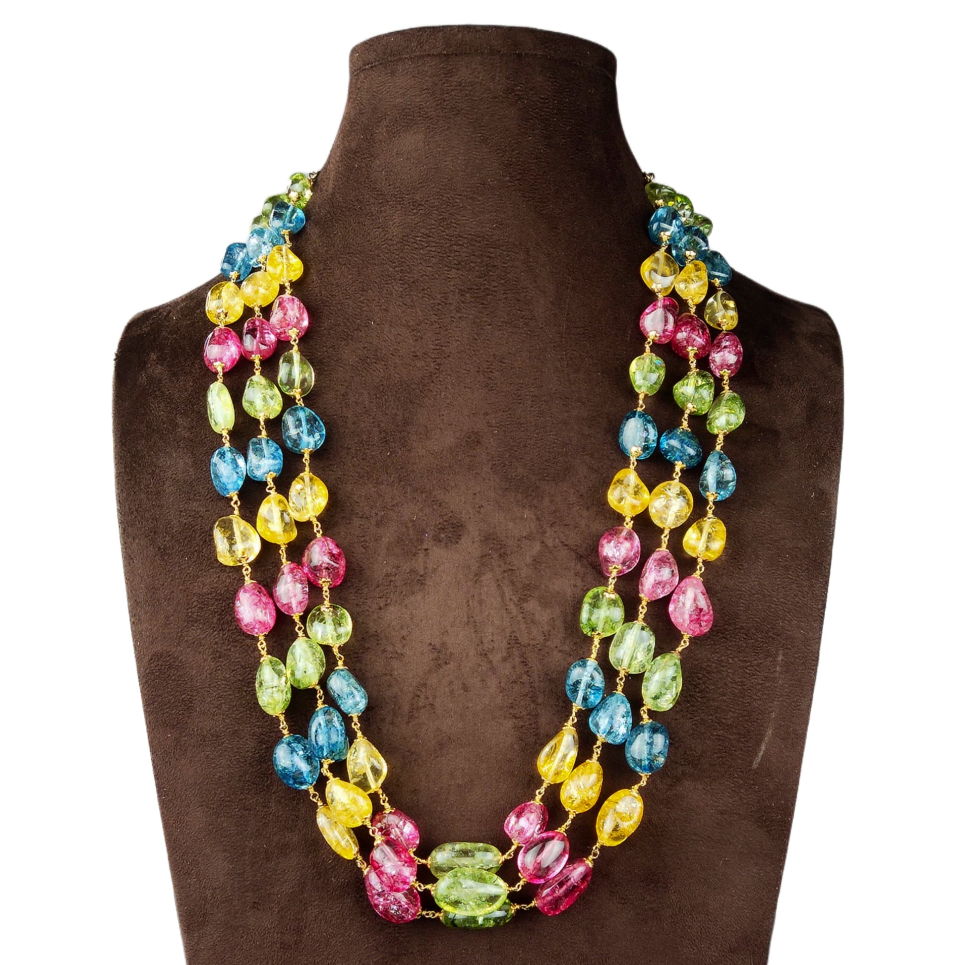Turmaline Tumble 3 Layers Beads Necklace By Asp Fashion Jewellery