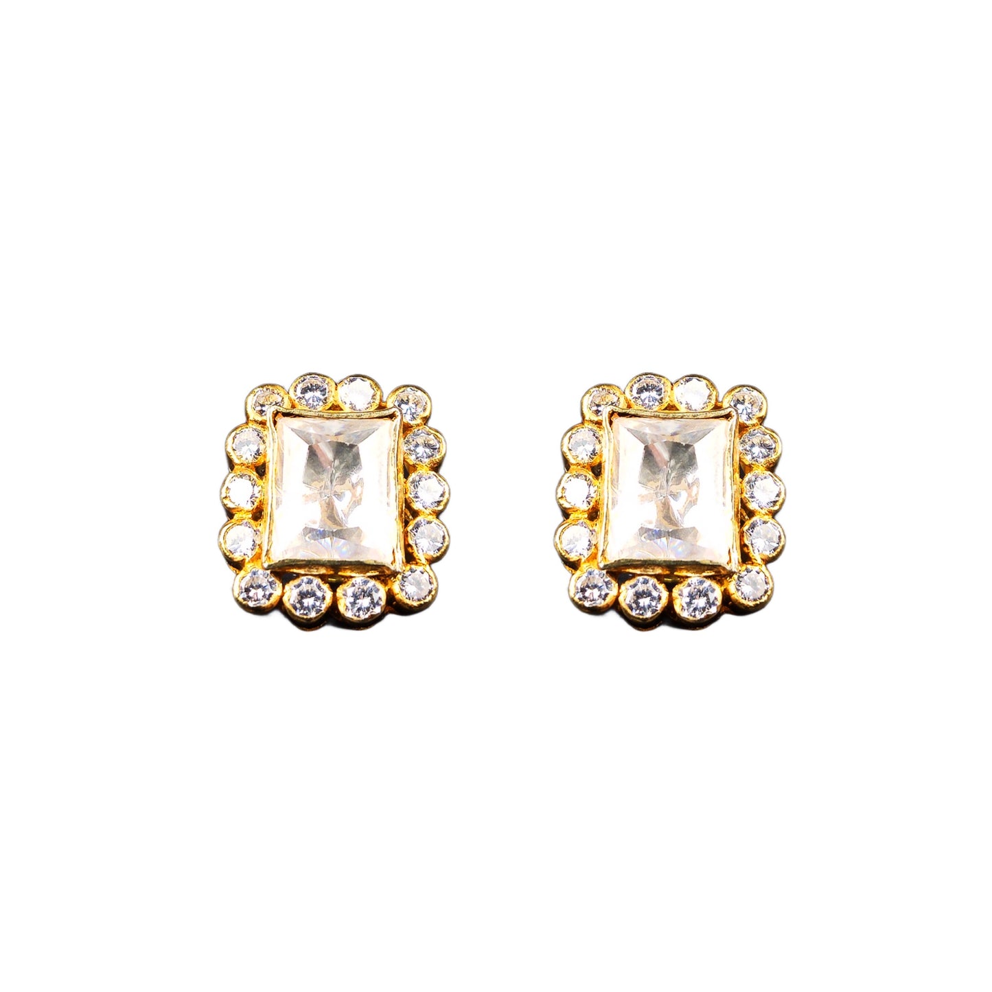 Asp Moissanite Polki Stud Earrings Set