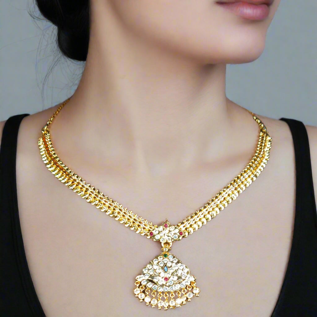 Traditional Cz Pathakam Necklace By Asp Fashion Jewellery