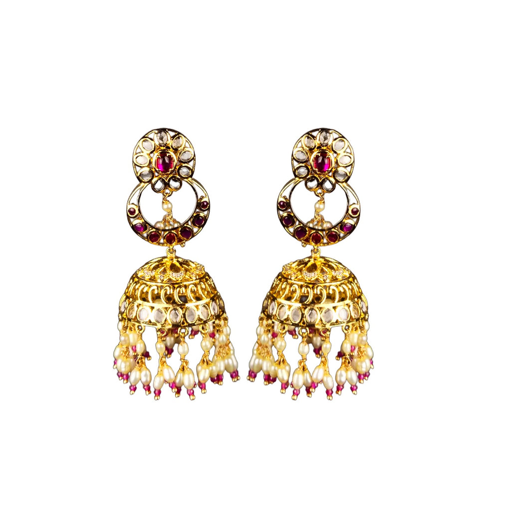 Classy Uncut Polki Haram Set - Traditional Long Necklace with Earrings