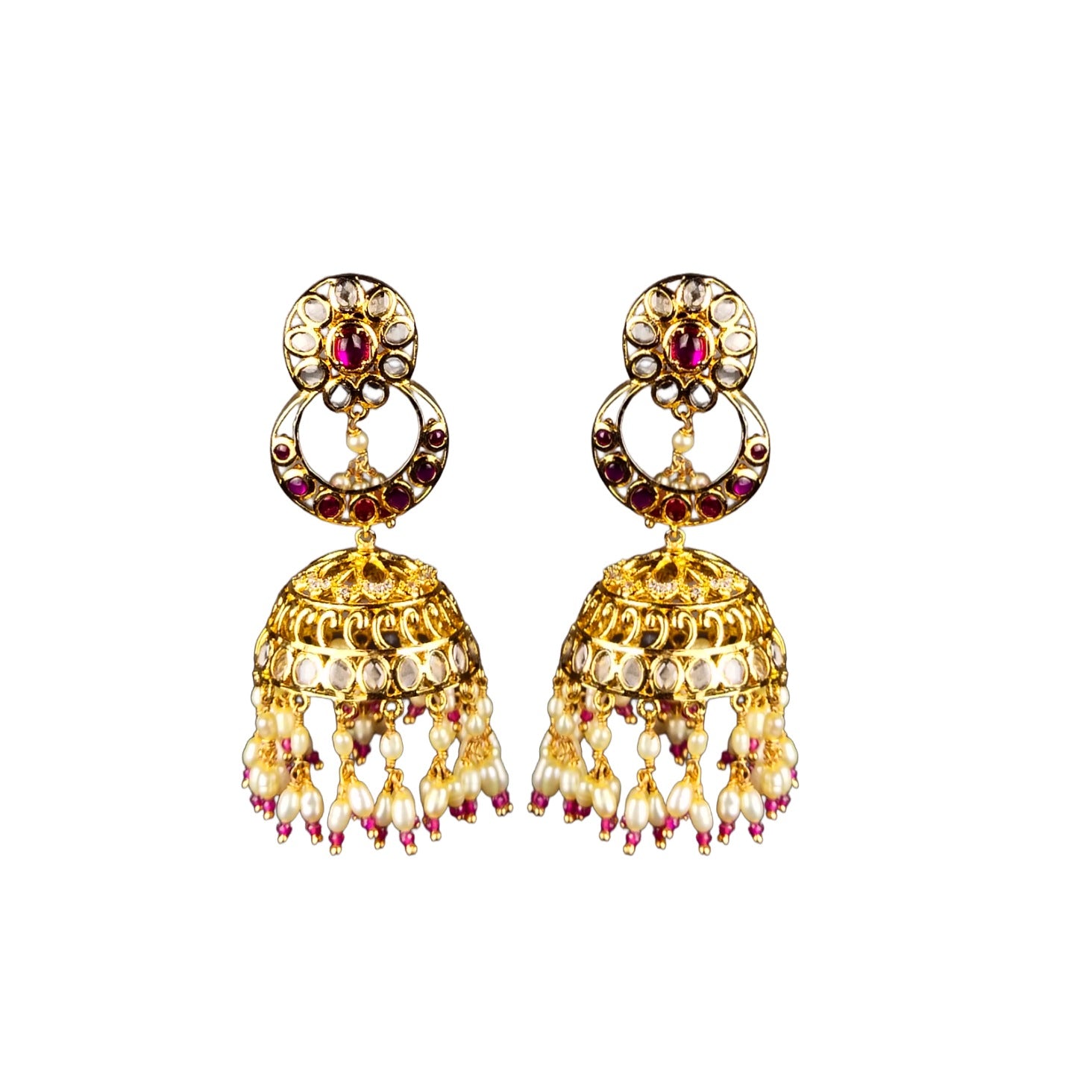 Classy Uncut Polki Haram Set - Traditional Long Necklace with Earrings