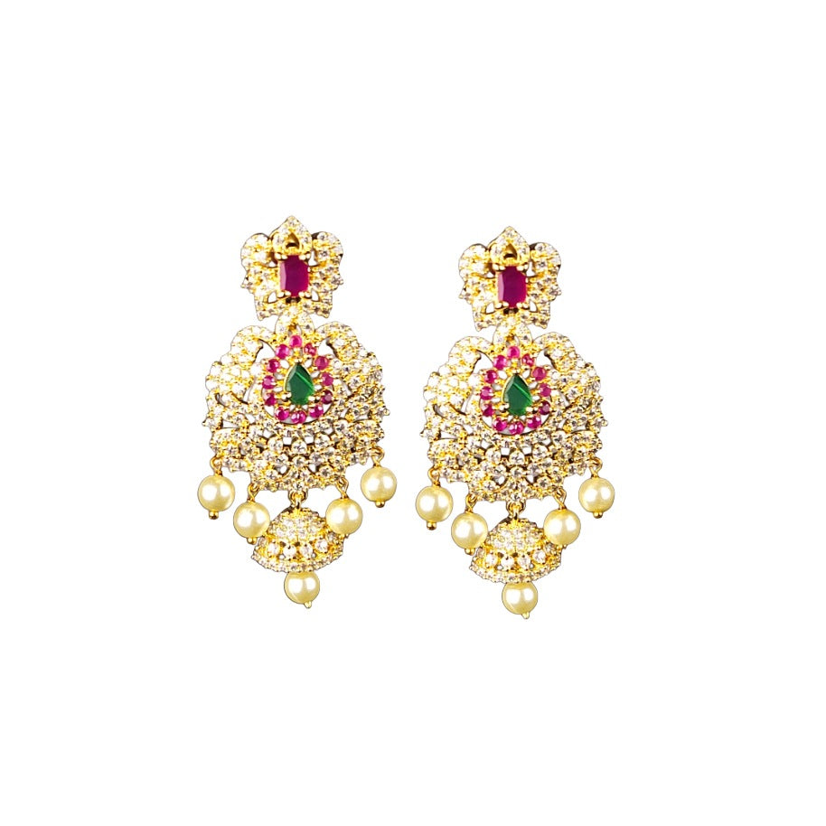 Excellent CZ Long Haram - Premium Cubic Zirconia Bridal Necklace Set