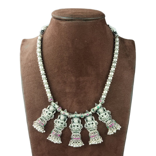 Oxidised Silver Plated Laxmi Devi Necklace Set By Asp Fashion Jewellery