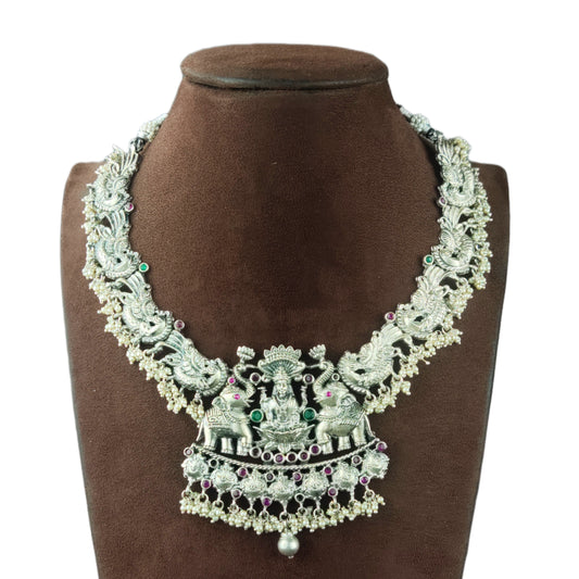 Oxidised Silver Plated Gajlaxmi Necklace Set By Asp Fashion Jewellery