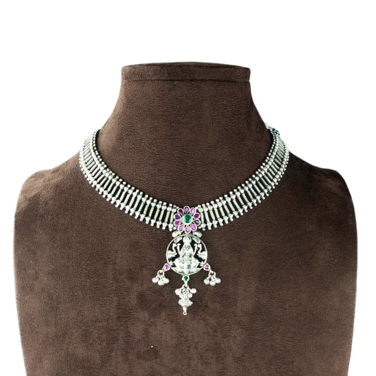 Oxidised Silver Plated Goddess Laxmi Devi Necklace Set By Asp Fashion Jewellery