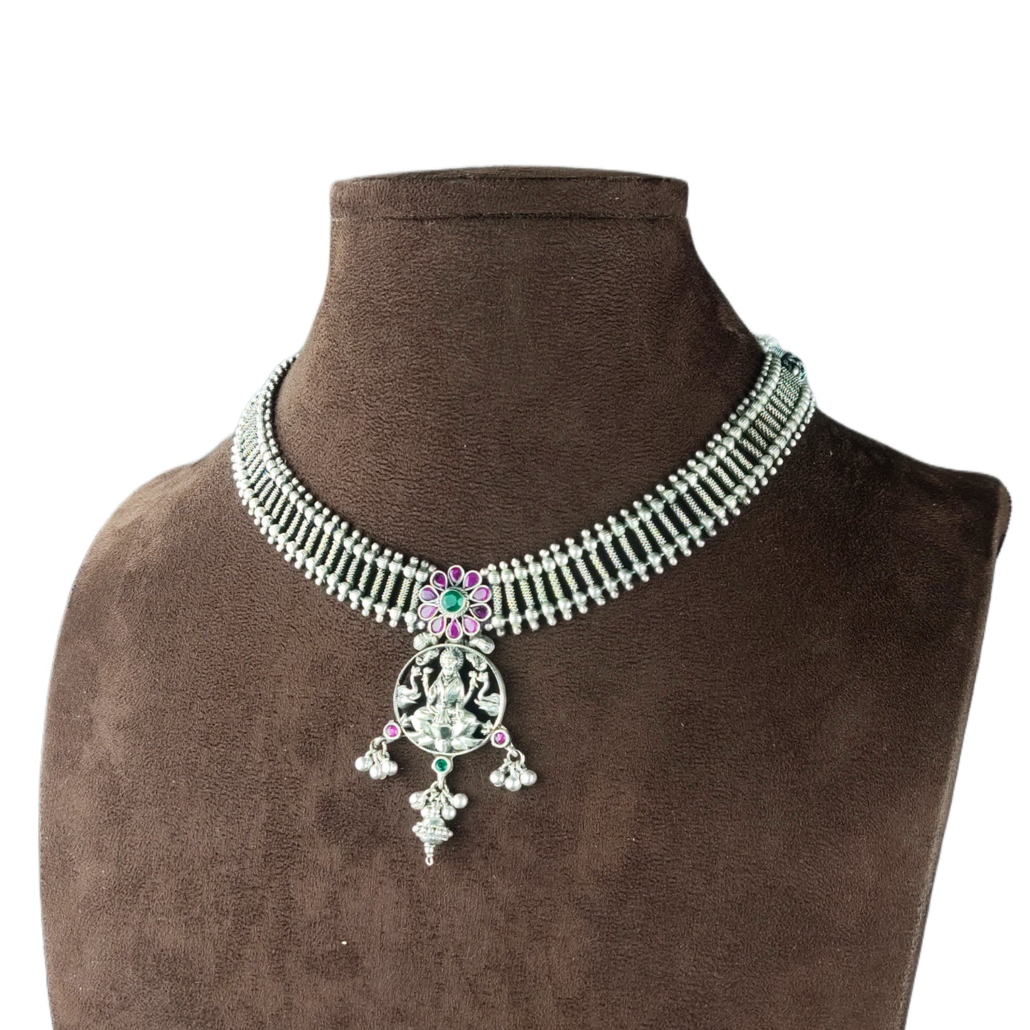 Oxidised Silver Plated Goddess Laxmi Devi Necklace Set By Asp Fashion Jewellery