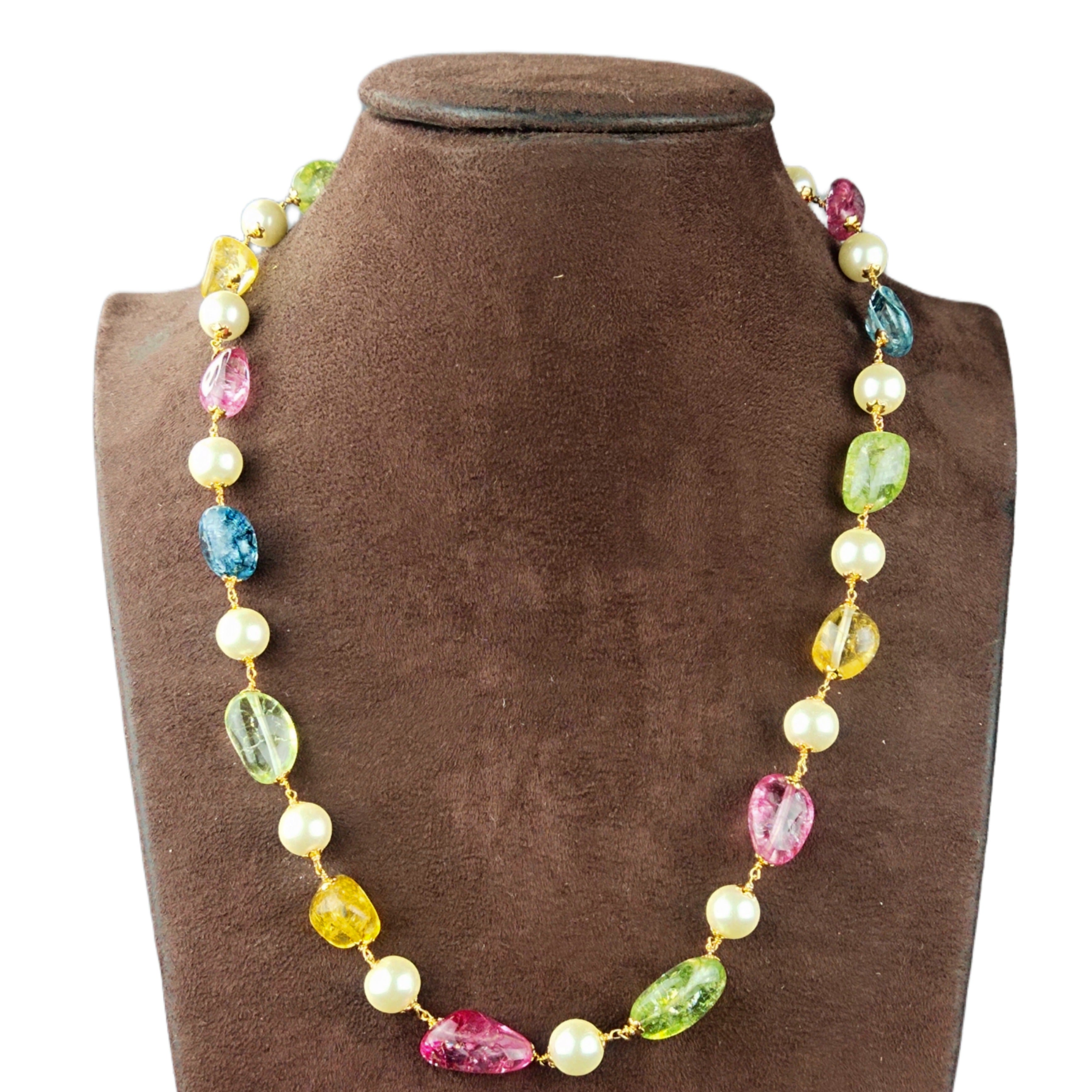 Multi colour beads step necklace for Sarees