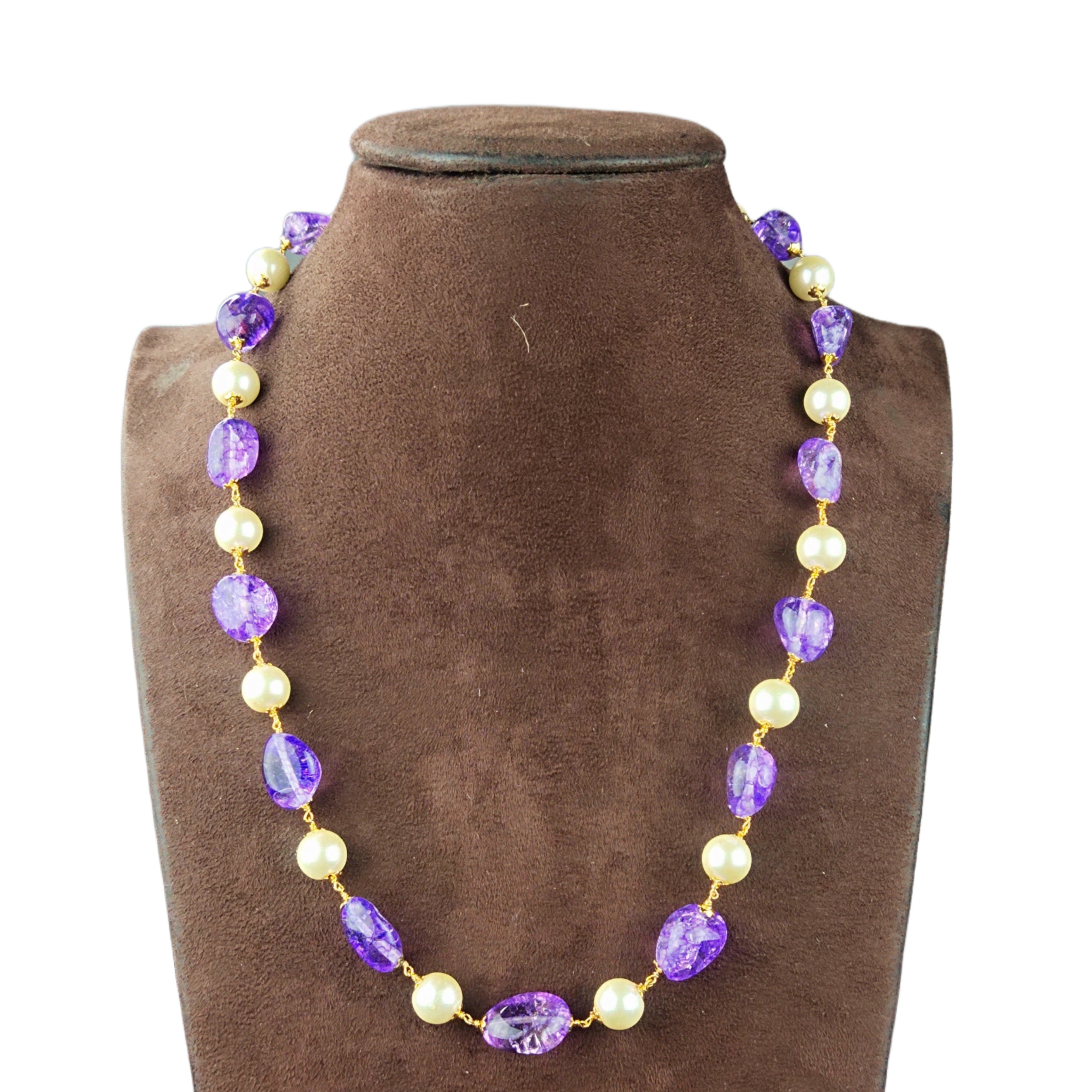 TenThousandThings Beaded Amethyst Spiral Choker Necklace