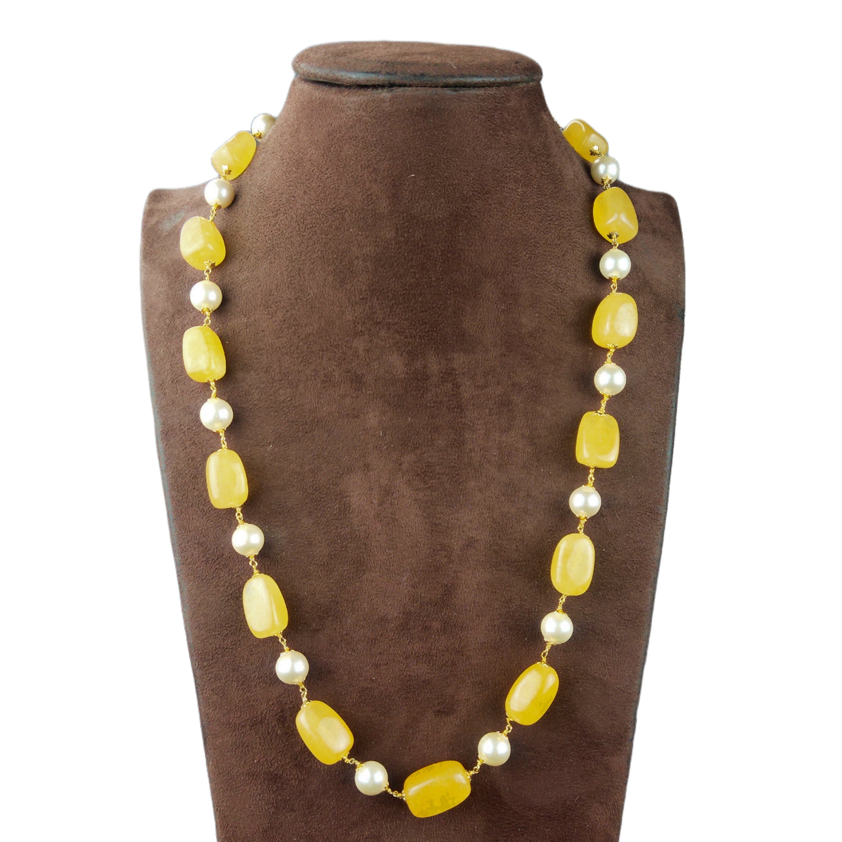 Yellow beaded necklace deals fashion jewelry