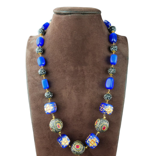 Blue Tourmaline Tumble Stone Beads Groom NecklaceBy Asp Fashion Jewellery