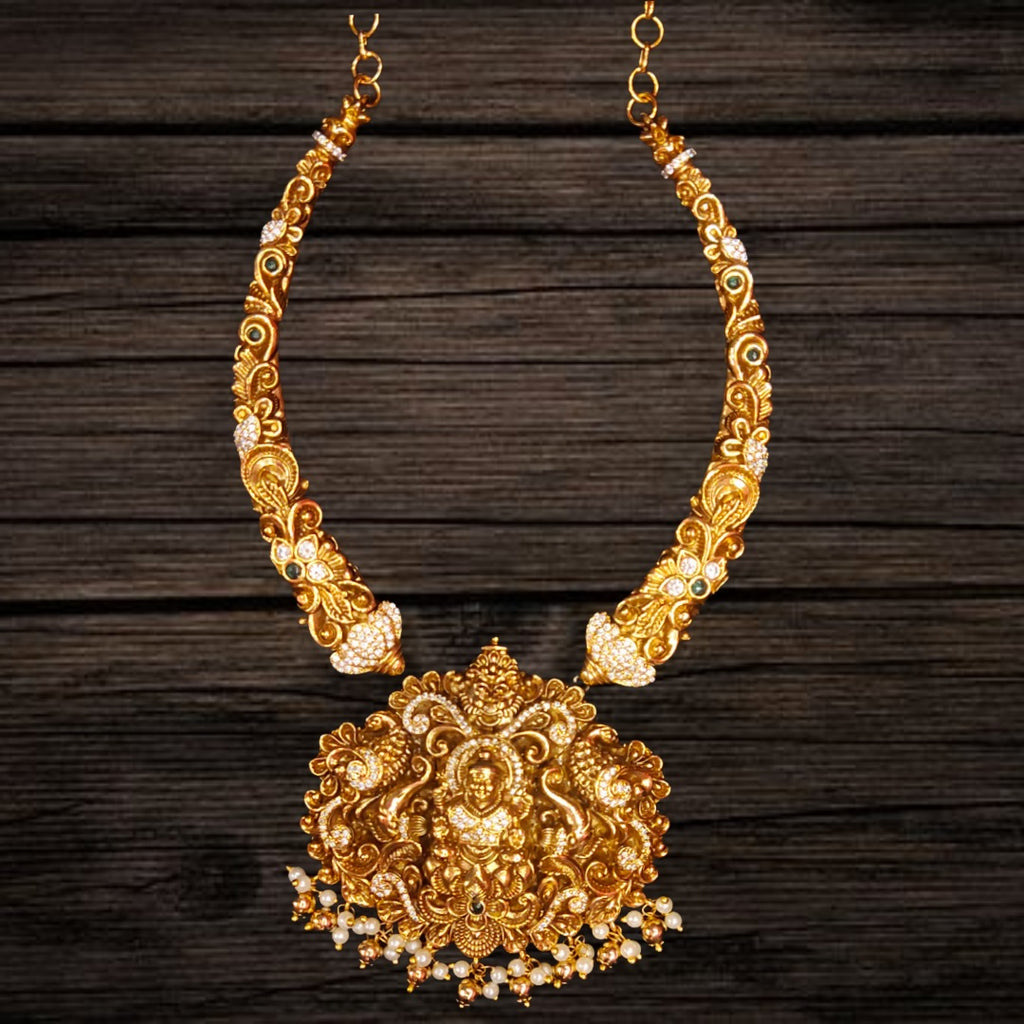 Antique Kanti Necklace with Laxmi Pendant | Nakshi Work Pearl Jewellery