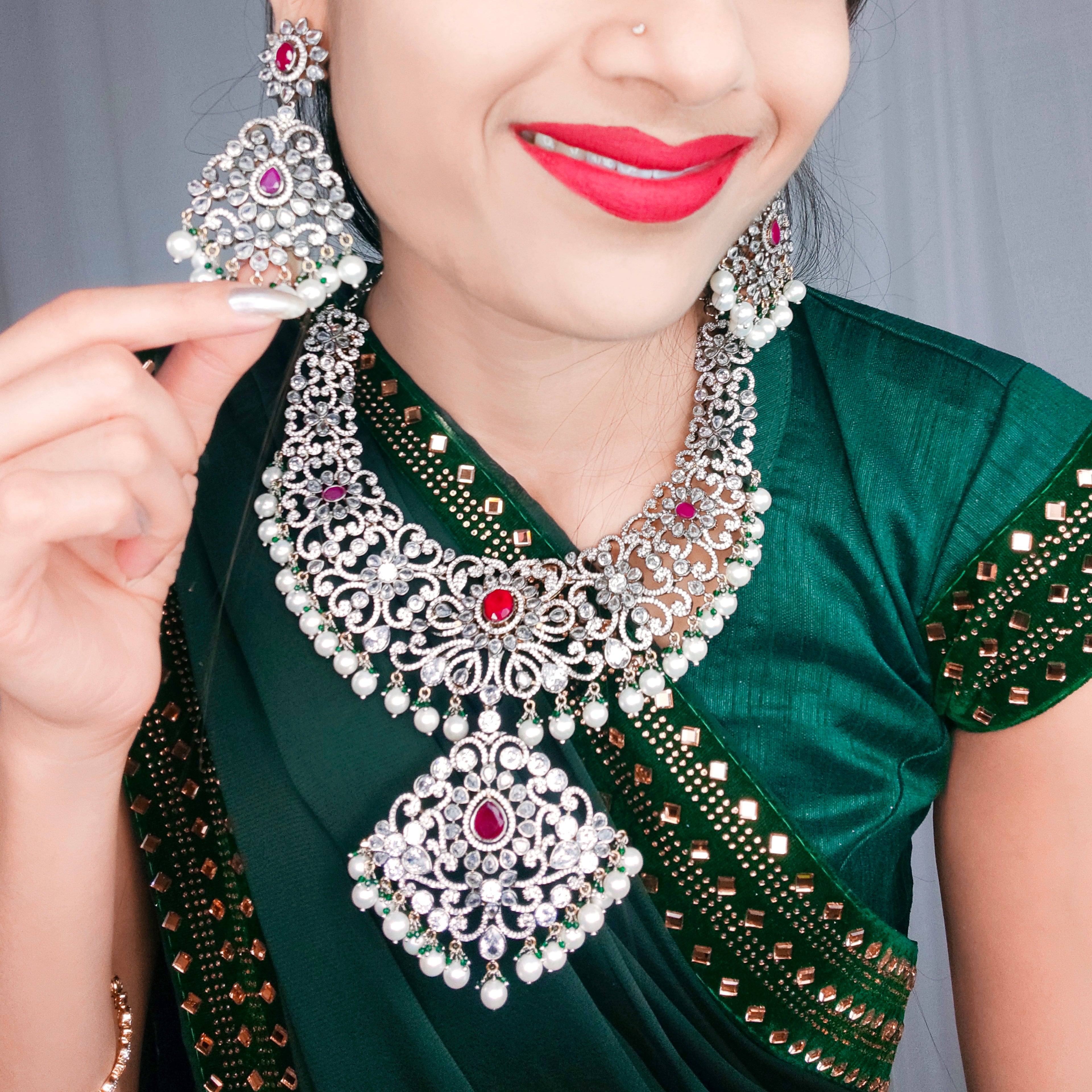 Victorian American Diamond Necklace Set 