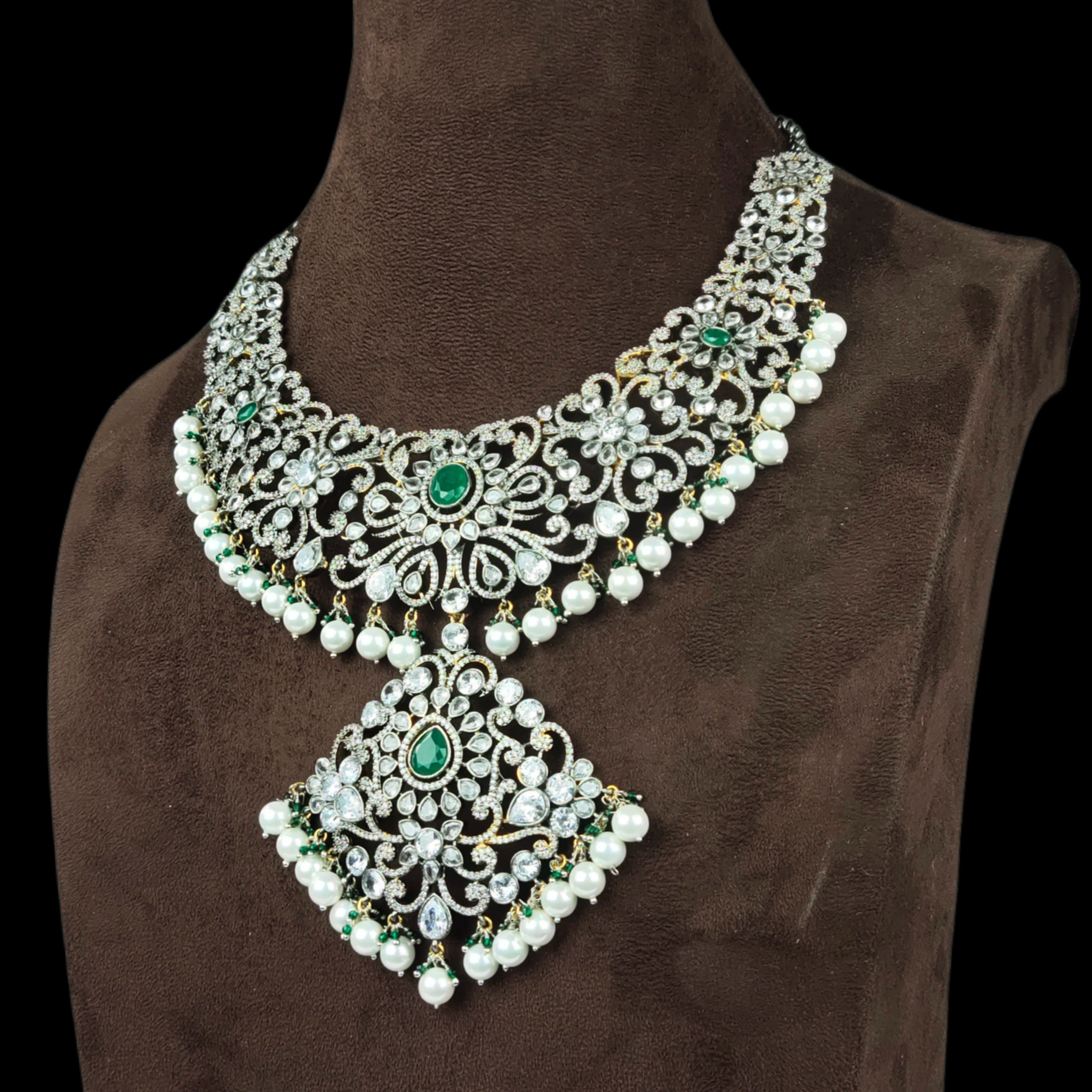 Victorian American Diamond Necklace Set 