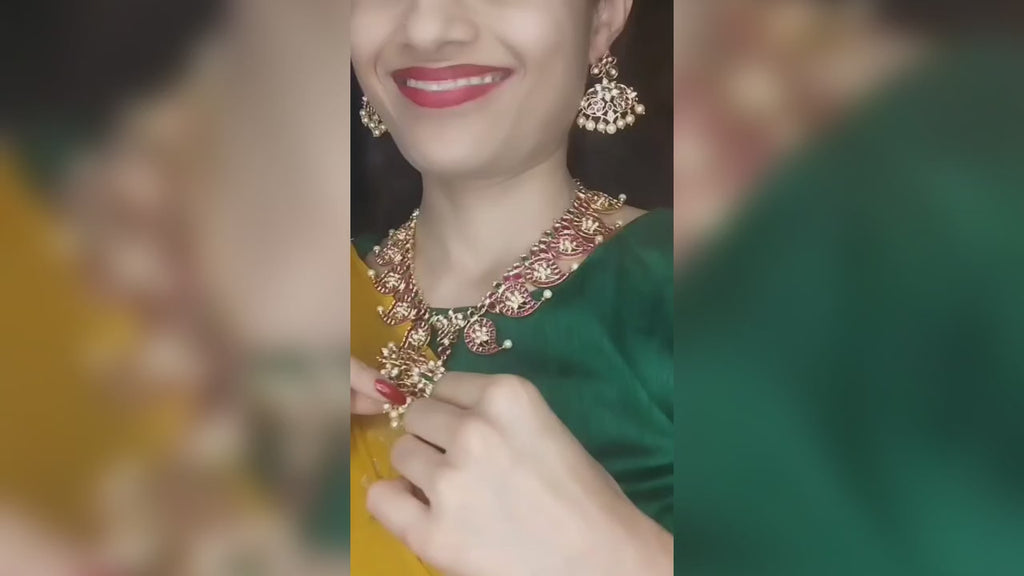Ruby Mango Haram with Screw Back Earrings - Traditional Design
