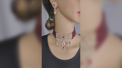 Ruby Beads Choker Set With  Pendant By Asp Fashion Jewellery