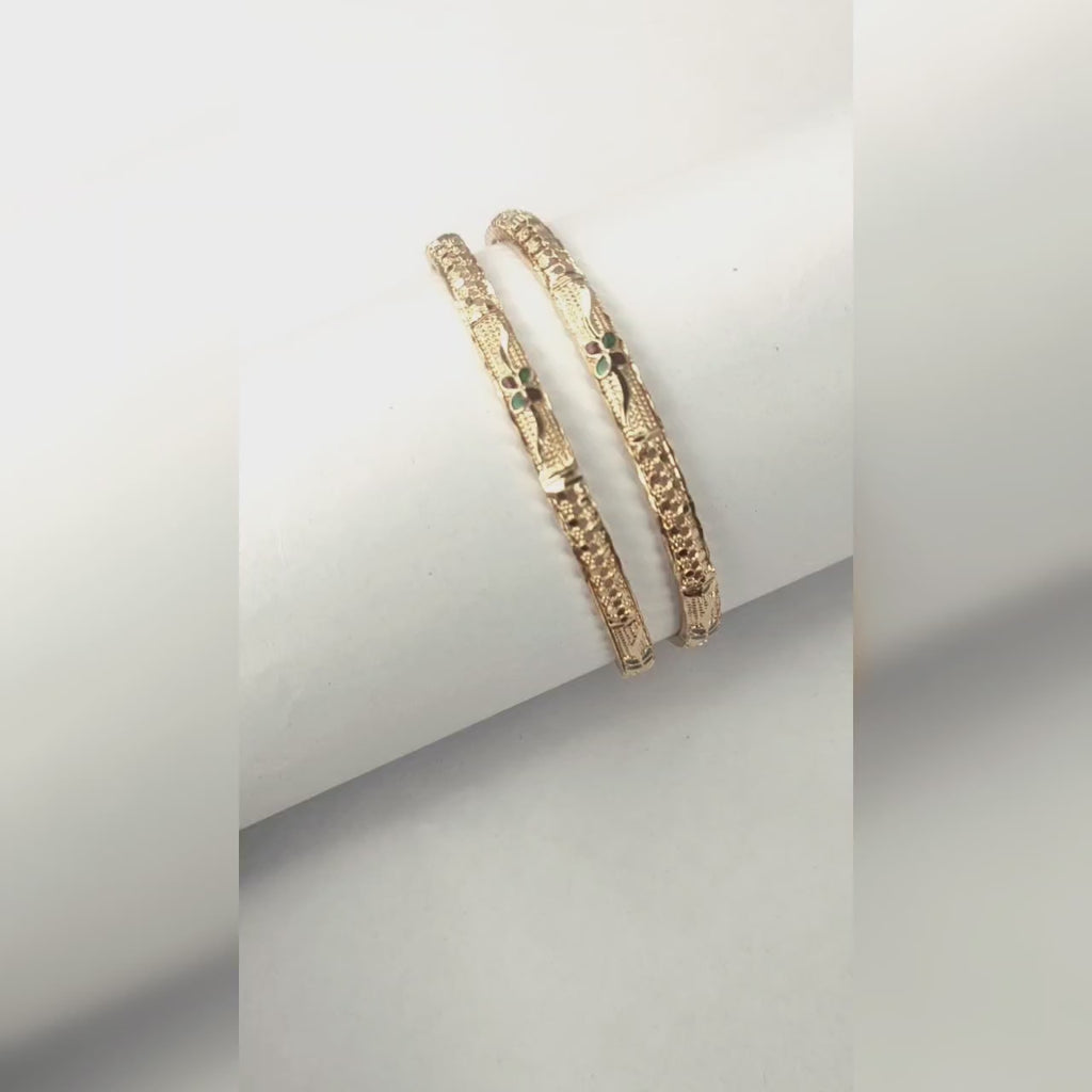 Elegant Gold Bangles 40g - 24K Plated Set of 4 | Asp Jewellery